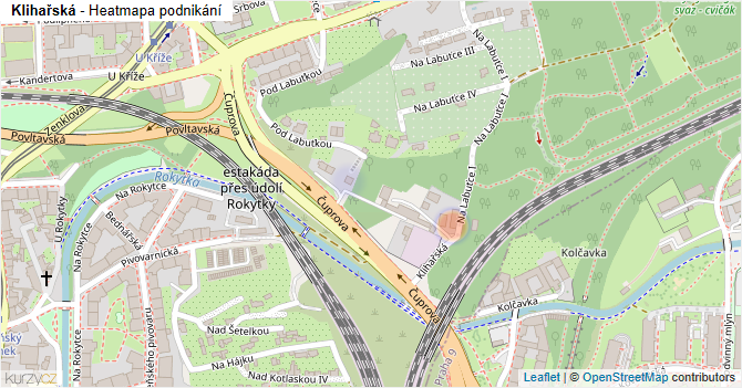 Klihařská - mapa podnikání