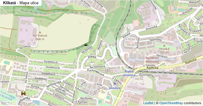 Klikatá - mapa ulice