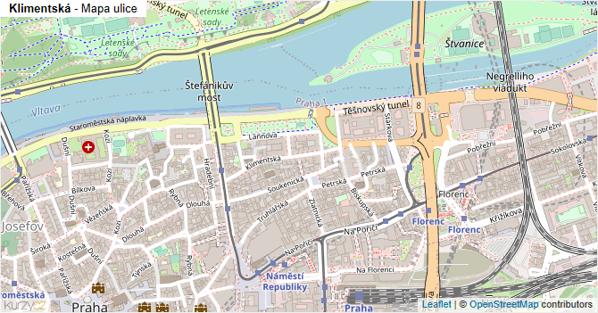 Klimentská - mapa ulice