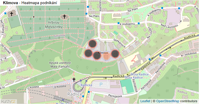 Klímova - mapa podnikání