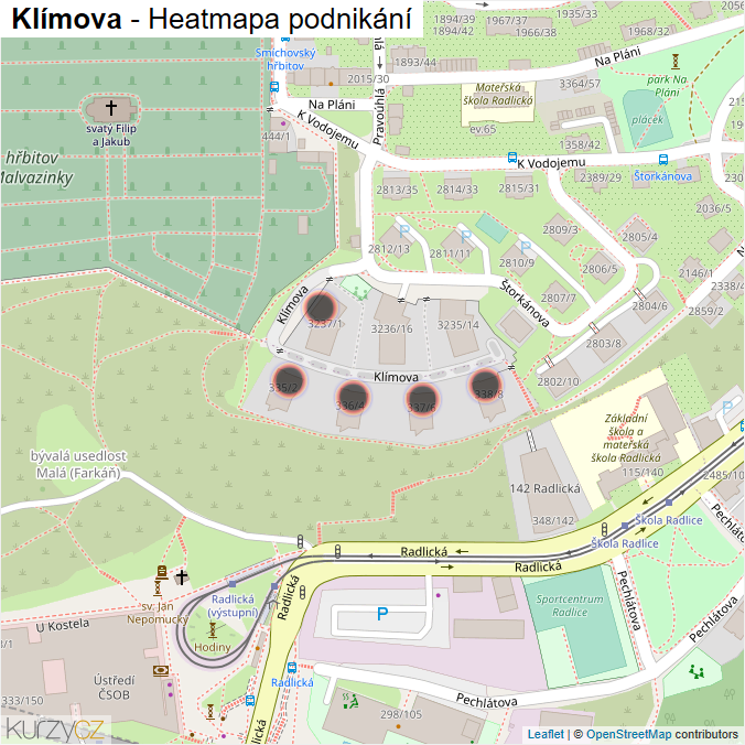 Mapa Klímova - Firmy v ulici.