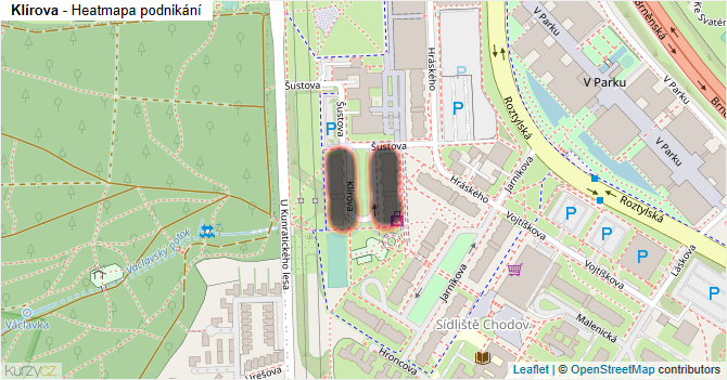 Klírova - mapa podnikání
