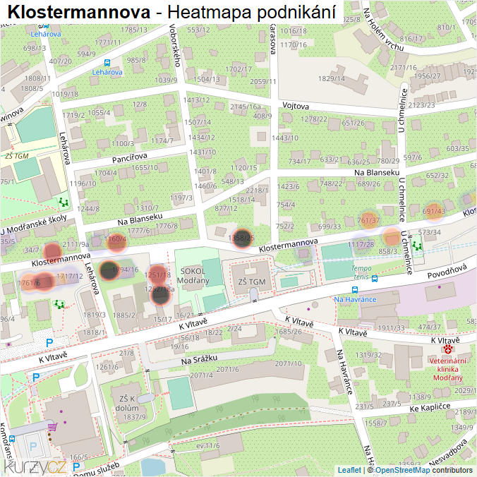 Mapa Klostermannova - Firmy v ulici.