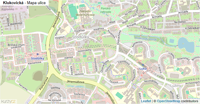 Klukovická - mapa ulice