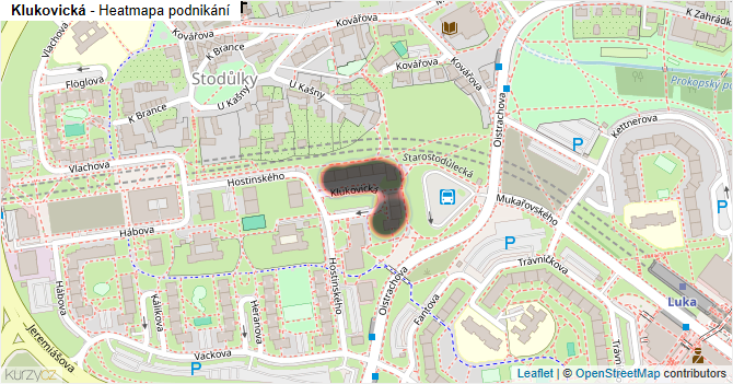 Klukovická - mapa podnikání