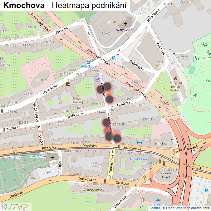 Mapa Kmochova - Firmy v ulici.