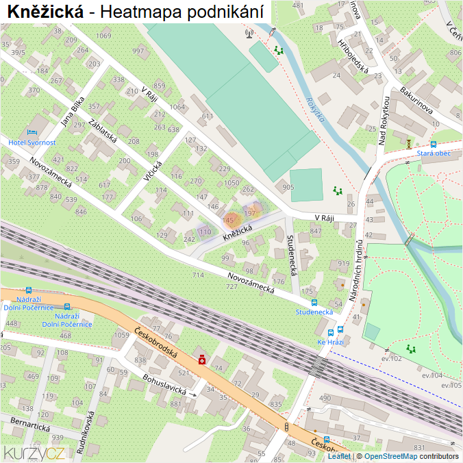 Mapa Kněžická - Firmy v ulici.