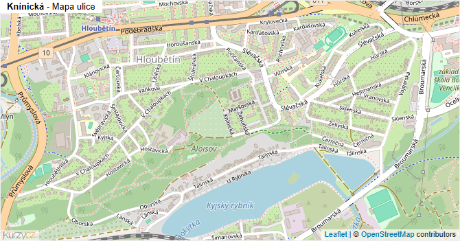 Knínická - mapa ulice