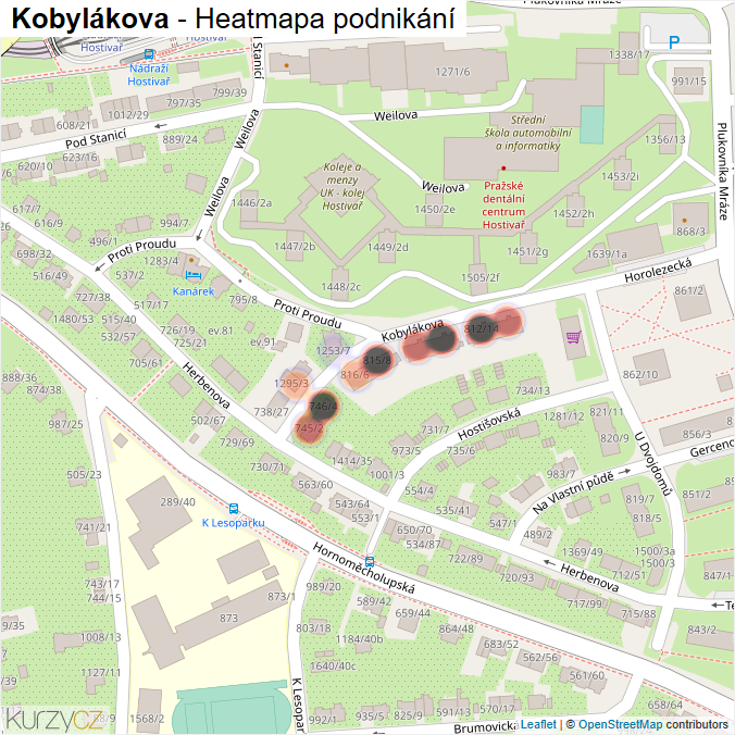 Mapa Kobylákova - Firmy v ulici.