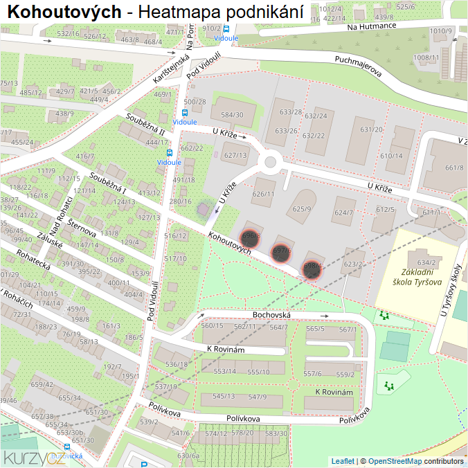 Mapa Kohoutových - Firmy v ulici.