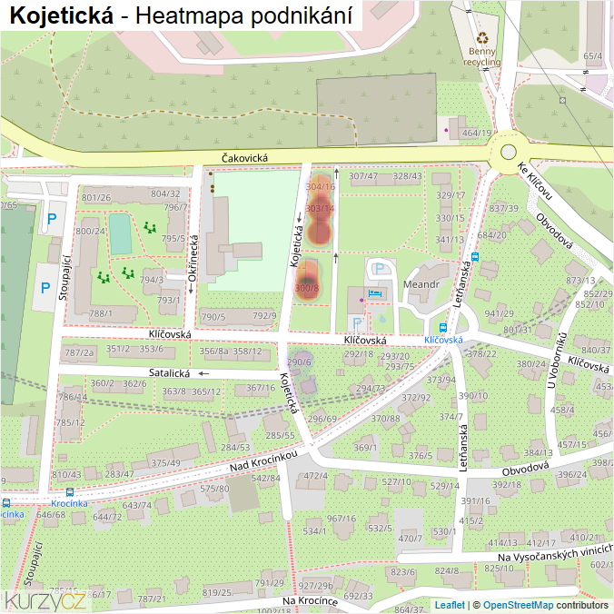 Mapa Kojetická - Firmy v ulici.