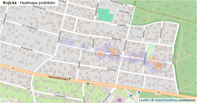 Kojická - mapa podnikání