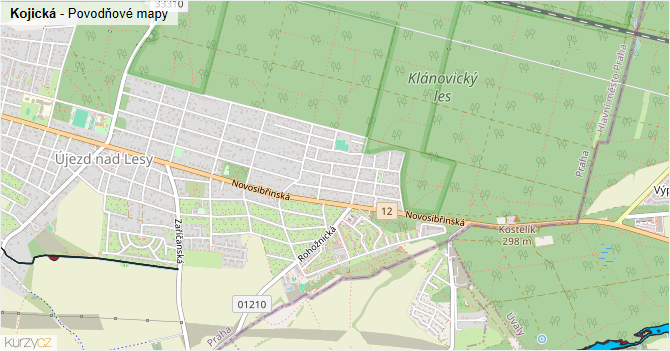 Kojická - záplavové mapy stoleté vody