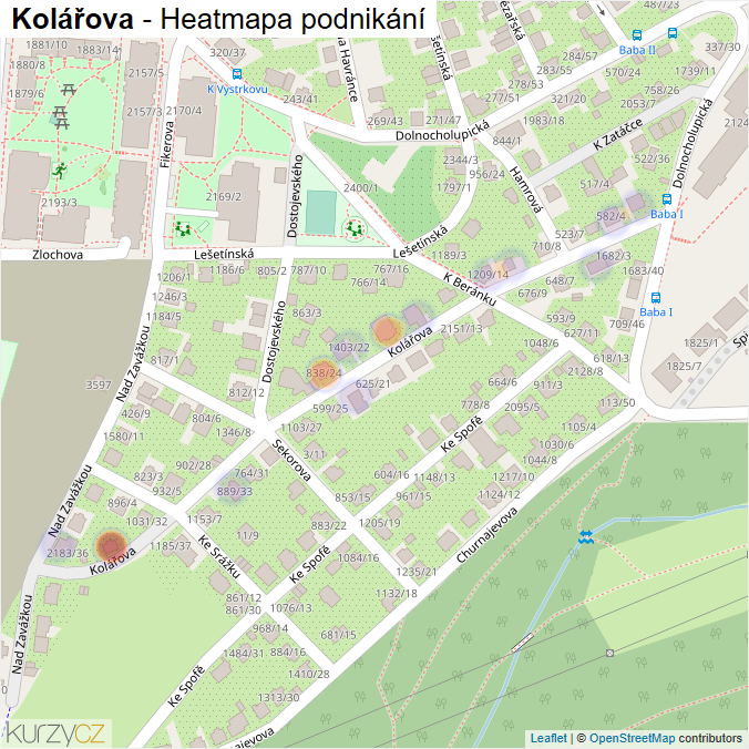 Mapa Kolářova - Firmy v ulici.