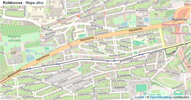 Kolátorova - mapa ulice