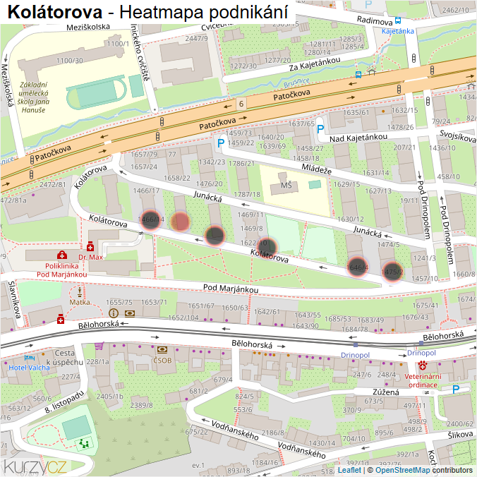 Mapa Kolátorova - Firmy v ulici.