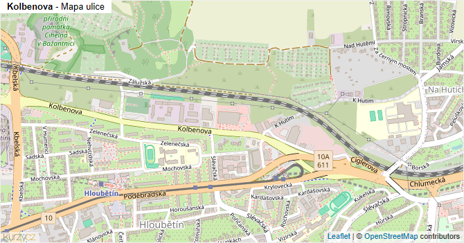Kolbenova - mapa ulice