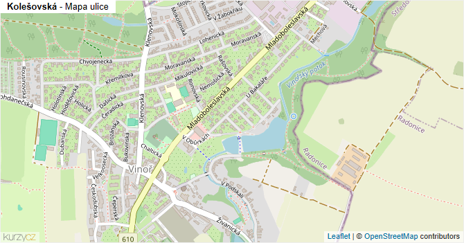 Kolešovská - mapa ulice