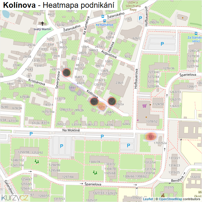 Mapa Kolínova - Firmy v ulici.