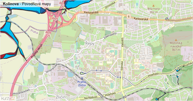 Kolínova - záplavové mapy stoleté vody