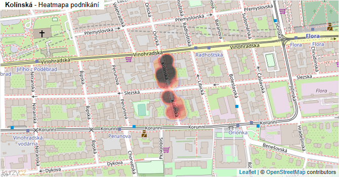 Kolínská - mapa podnikání