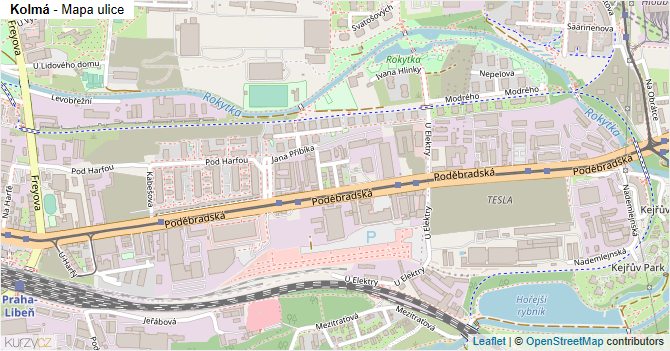 Kolmá - mapa ulice