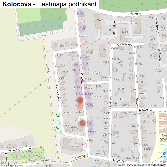 Mapa Kolocova - Firmy v ulici.