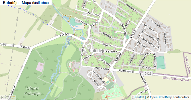 Koloděje - mapa části obce