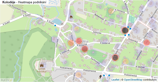 Koloděje - mapa podnikání