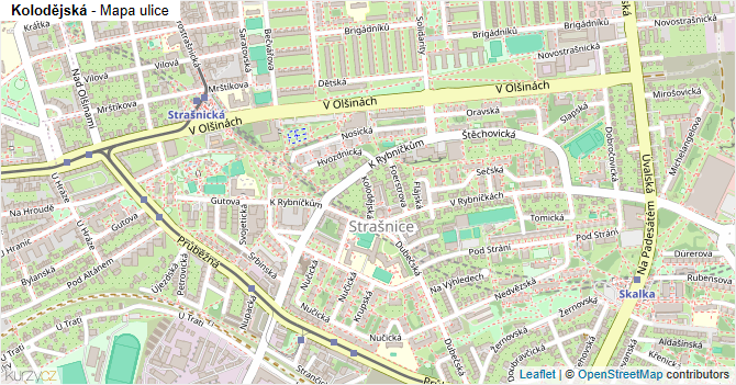 Kolodějská - mapa ulice