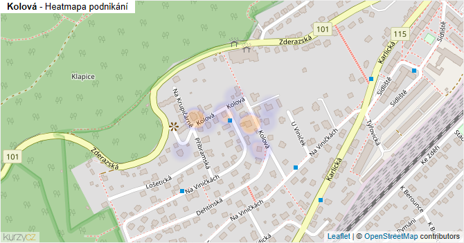 Kolová - mapa podnikání