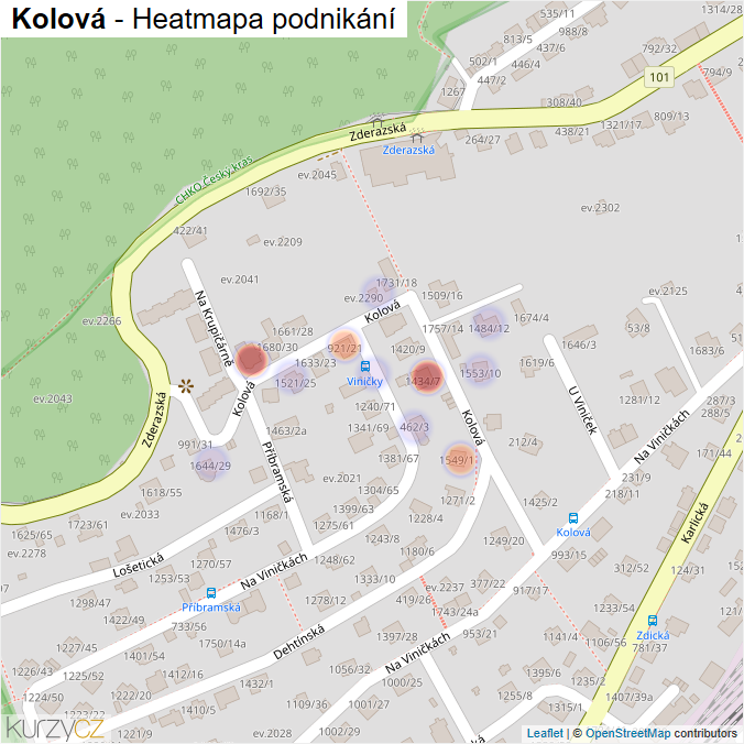 Mapa Kolová - Firmy v ulici.