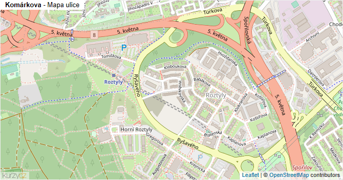 Komárkova - mapa ulice