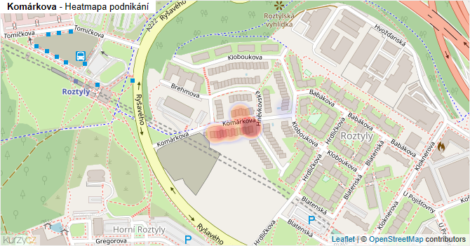 Komárkova - mapa podnikání
