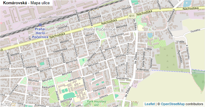 Komárovská - mapa ulice