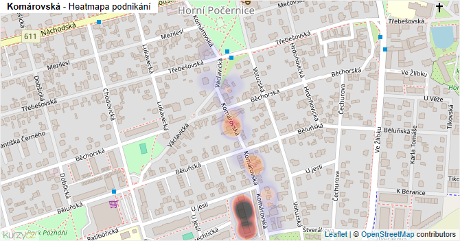 Komárovská - mapa podnikání