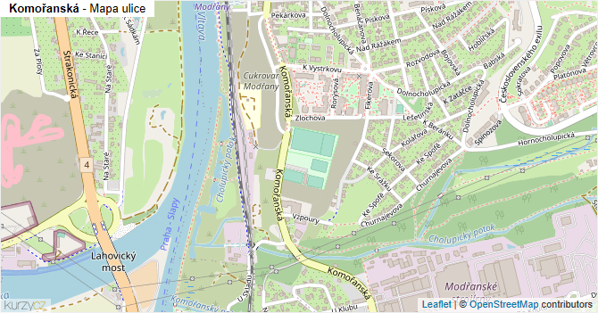 Komořanská - mapa ulice