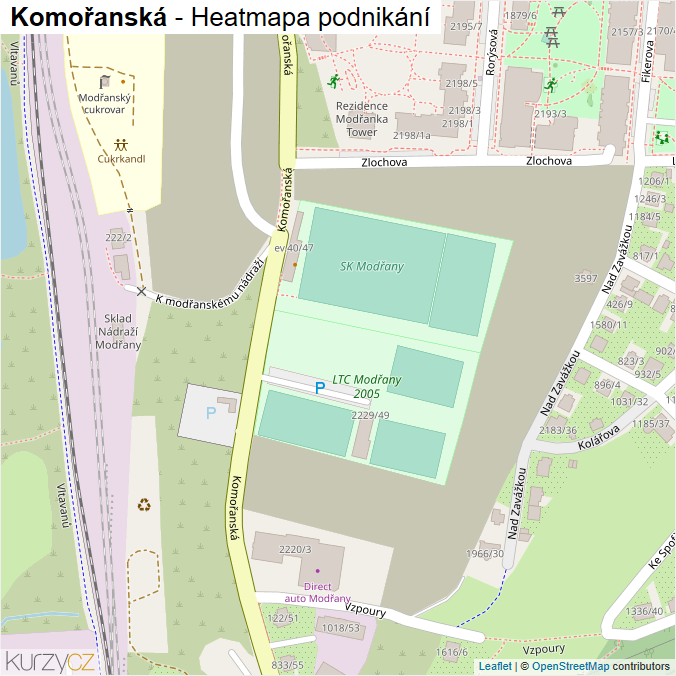 Mapa Komořanská - Firmy v ulici.