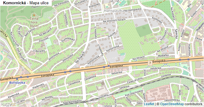 Komornická - mapa ulice