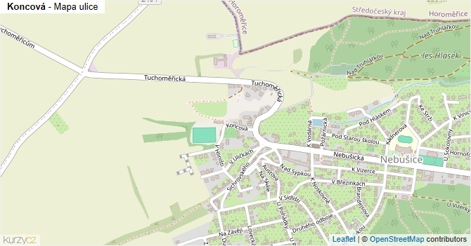 Koncová - mapa ulice