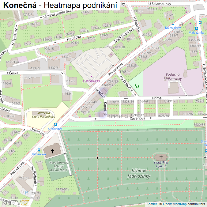 Mapa Konečná - Firmy v ulici.