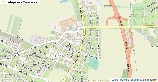 Konětopská - mapa ulice