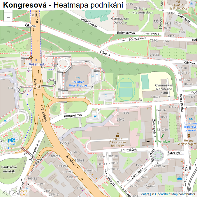 Mapa Kongresová - Firmy v ulici.