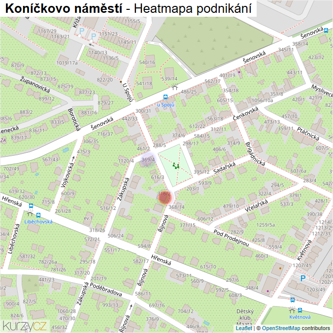 Mapa Koníčkovo náměstí - Firmy v ulici.