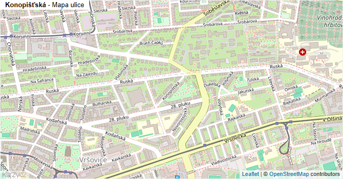 Konopišťská - mapa ulice
