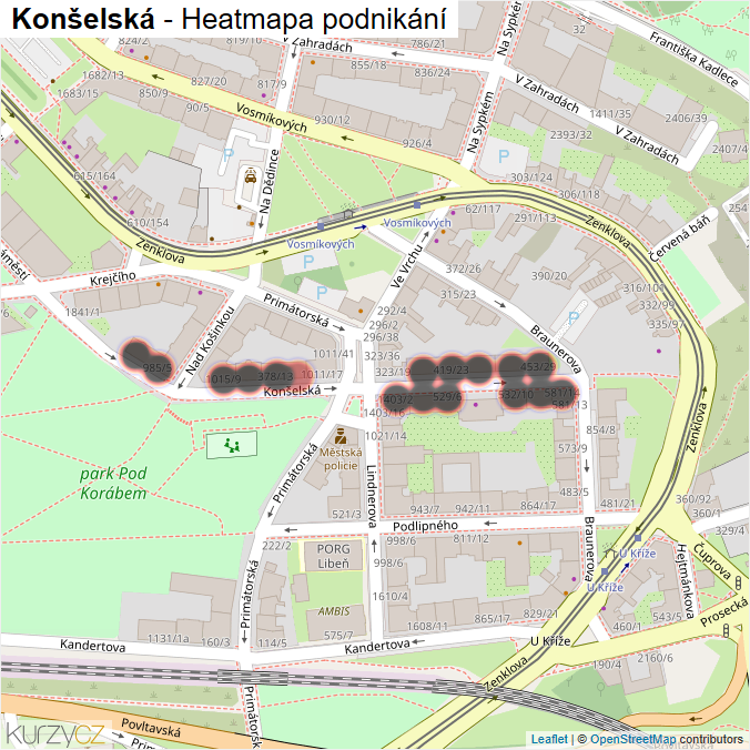 Mapa Konšelská - Firmy v ulici.