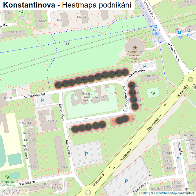 Mapa Konstantinova - Firmy v ulici.