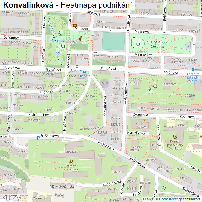 Mapa Konvalinková - Firmy v ulici.