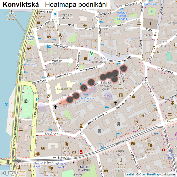 Mapa Konviktská - Firmy v ulici.