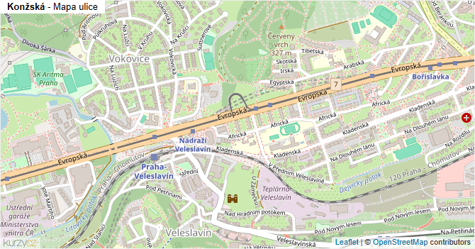Konžská - mapa ulice